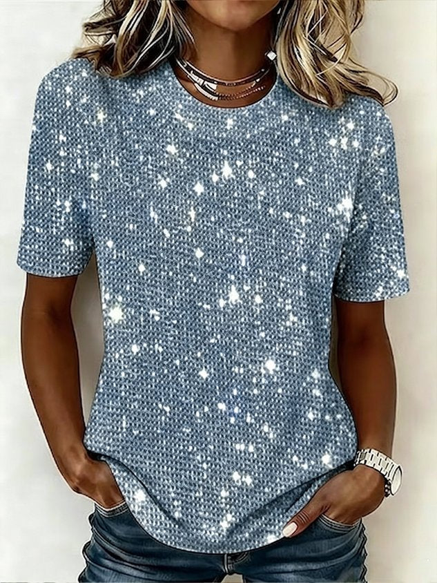 Casual Plain Crew Neck Short Sleeve T-shirt