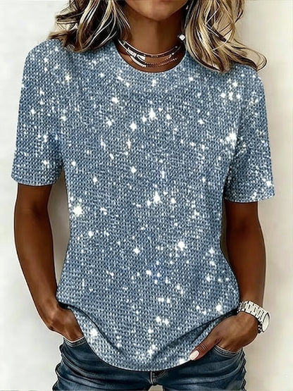 Casual Plain Crew Neck Short Sleeve T-shirt