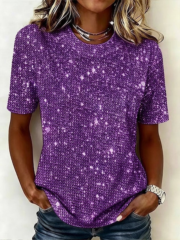 Casual Plain Crew Neck Short Sleeve T-shirt