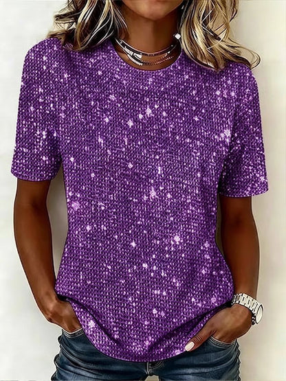 Casual Plain Crew Neck Short Sleeve T-shirt