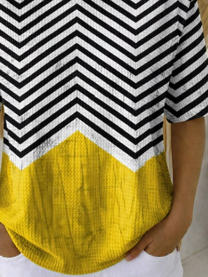 Casual Striped Crew Neck Short Sleeve T-shirt