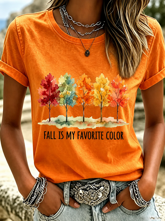 Casual Text Letters Crew Neck Short Sleeve T-shirt