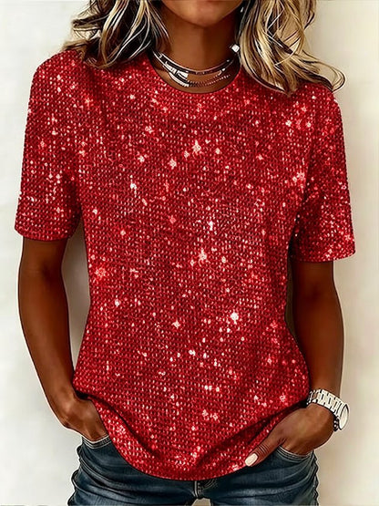 Casual Plain Crew Neck Short Sleeve T-shirt